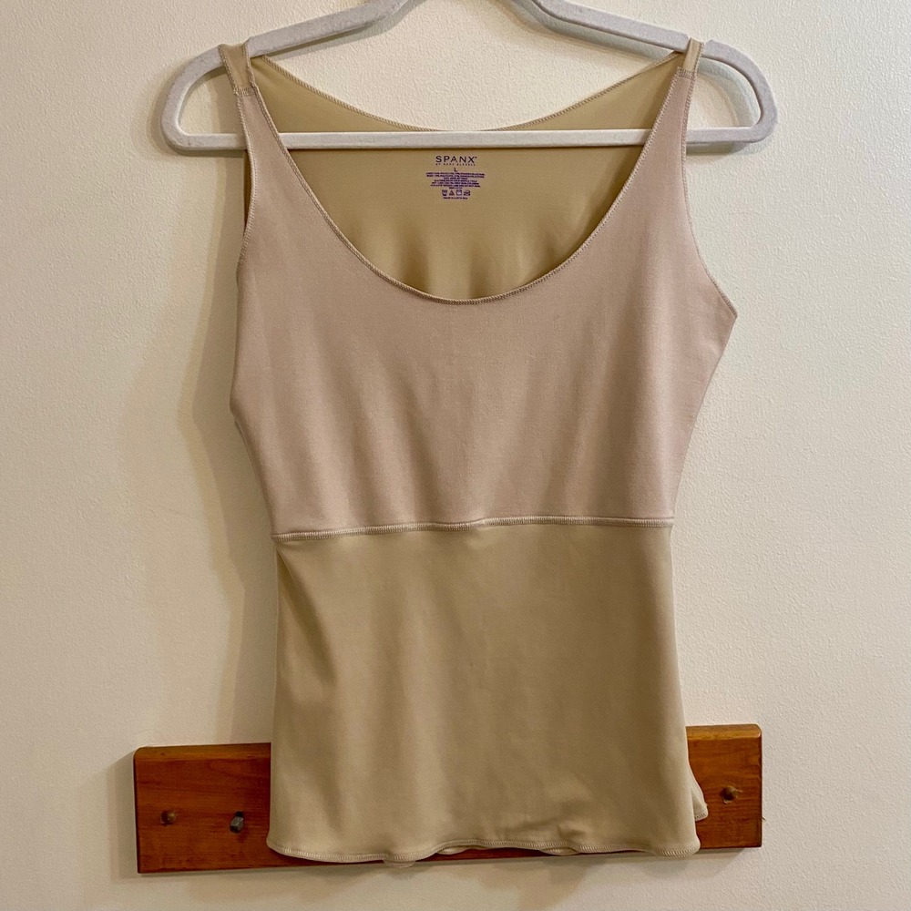 Spanx Hide & Sleek Body Smoothing Shaper Tank Top Cami Nude Beige Women's Large